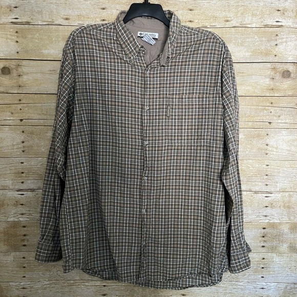 Columbia Other - Columbia Brown Plaid Long Sleeve Casual Button Up Shirt - Size XL - 100% Cotton
